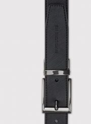 PAKO LORENTE - Dwustronny skórzany pasek męski. Czarne paski męskie Pako Lorente, ze skóry. Za 199.99 zł.