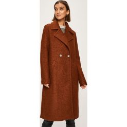 Vero Moda - Płaszcz. Brązowe płaszcze damskie Vero Moda, l, bez wzorów, z materiału, klasyczne, bez kołnierzyka, bez kaptura. Za 389.90 zł.