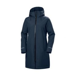 Płaszcz damski z kapturem Helly Hansen Aspire. Niebieskie płaszcze damskie Helly Hansen, s, bez wzorów, z materiału, eleganckie, bez kołnierzyka, z kapturem. Za 932.60 zł.