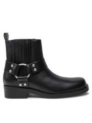 ONLY Shoes Botki Bax 15329813 Czarny. Czarne botki damskie ONLY Shoes, bez wzorów, ze skóry, bez obcasa, na płaskiej podeszwie, bez zapięcia. Za 349.99 zł.