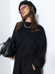 Bluza crewneck soft touch z dodatkiem wiskozy - czarny. Czarne bluzy damskie Sinsay, l, bez wzorów, z wiskozy, sportowe, bez ramiączek, bez kaptura. Za 45.99 zł.
