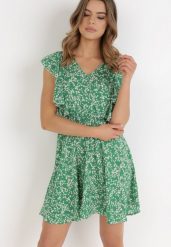 Zielona Sukienka Neamelia. Zielone sukienki damskie Born2be, l, bez wzorów, z wiskozy, klasyczne, bez kołnierzyka, bez ramiączek, mini. Za 79.99 zł.