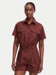 Patrizia Pepe Kombinezon 2T0095/A9B9-B887 Brązowy ciemny Regular Fit. Brązowe sukienki damskie Patrizia Pepe, bez wzorów, z bawełny, bez kołnierzyka, bez ramiączek. Za 1,339.00 zł.