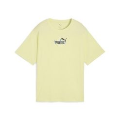 Damska koszulka o luźnym kroju Essentials Nature 2.0 PUMA Gold Moon Yellow. Żółte bluzki damskie Puma, bez wzorów, eleganckie, bez kołnierzyka, bez ramiączek. W wyprzedaży za 79.00 zł.