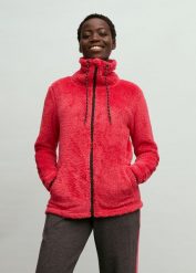 Bluza rozpinana z polaru, wygodny fason. Czerwone bluzy damskie bonprix, bez wzorów, z polaru, bez ramiączek, bez kaptura. Za 99.99 zł.