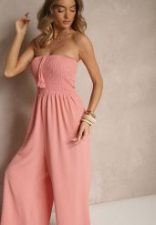 Różowy Kombinezon Bandeau z Szeroką Nogawką Zdobiony Frędzlami Dovaira. Czerwone sukienki damskie Renee, na co dzień, na lato, l, z aplikacjami, boho, bez kołnierzyka, bez ramiączek, proste. Za 39.99 zł.