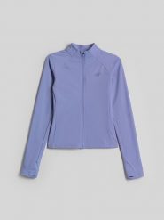 4F Bluza do jogi slim szybkoschnąca damska - niebieska M. Niebieskie bluzy damskie 4F, l, bez wzorów, z włókna, sportowe, bez ramiączek, bez kaptura. Za 199.99 zł.