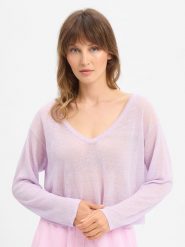 American vintage sweter z dzianiny z dodatkiem lnu - Epaky Kobiety lila, M. Swetry nierozpinane damskie American Vintage, m, bez wzorów, z dzianiny, vintage, bez kołnierzyka, bez ramiączek. Za 279.95 zł.