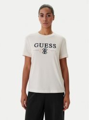 Guess T-Shirt V6RI13 KD772 Écru Regular Fit. T-shirty damskie Guess, m, z aplikacjami, z lyocellu, bez kołnierzyka, bez ramiączek. Za 199.99 zł.