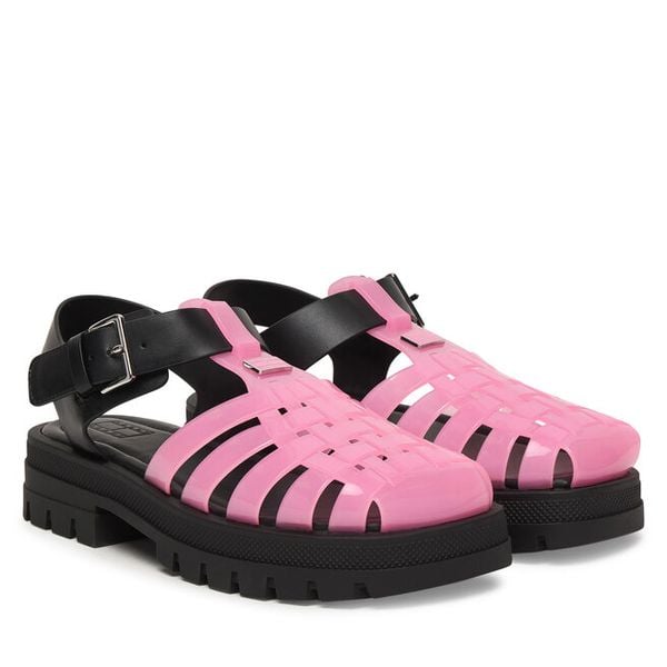 Sandały Tommy Jeans. Czerwone sandały damskie Tommy Jeans, bez wzorów, z jeansu, bez obcasa, na płaskiej podeszwie, bez zapięcia. Za 238.99 zł.