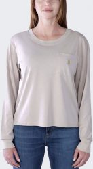 Koszulka z Długim Rękawem Carhartt Light Mink. Bluzki damskie Lassig, bez wzorów, bez kołnierzyka, bez ramiączek. Za 140.22 zł.