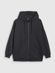 4F Bluza dresowa rozpinana z kapturem damska - czarna M. Czarne bluzy damskie 4F, m, bez wzorów, z bawełny, klasyczne, bez ramiączek, z kapturem. W wyprzedaży za 89.99 zł.