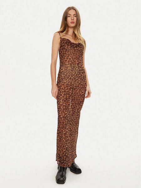 One Teaspoon Sukienka letnia 26654 Brązowy Slim Fit. Brązowe sukienki damskie One Teaspoon, na lato, l, bez wzorów, z syntetyku, bez kołnierzyka, bez ramiączek. Za 399.99 zł.