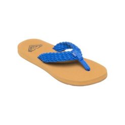 Klapki plażowe dla Kobiety PORTO Niebieski. Niebieskie klapki damskie Roxy, bez wzorów, z bawełny, sportowe, bez obcasa, bez zapięcia. Za 139.99 zł.