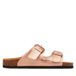 Klapki Pepe Jeans. Żółte klapki damskie Pepe Jeans, bez wzorów, z jeansu, bez obcasa, bez zapięcia. Za 169.99 zł.