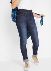 Dżinsy Slim Fit, high-waist, SLIM, komfort-stretch. Niebieskie jeansy damskie bonprix, bez wzorów, z jeansu, z podwyższonym stanem. Za 97.99 zł.