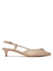 Guess Sandały Jesson FLPJES LEA05 Beżowy. Brązowe sandały damskie Guess, z aplikacjami, ze skóry, bez obcasa, na słupku, bez zapięcia. Za 329.99 zł.