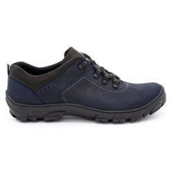 Kampol Buty męskie trekkingowe 36 granatowe niebieskie. Niebieskie trekkingi męskie ze skóry, bez zapięcia. Za 423.31 zł.