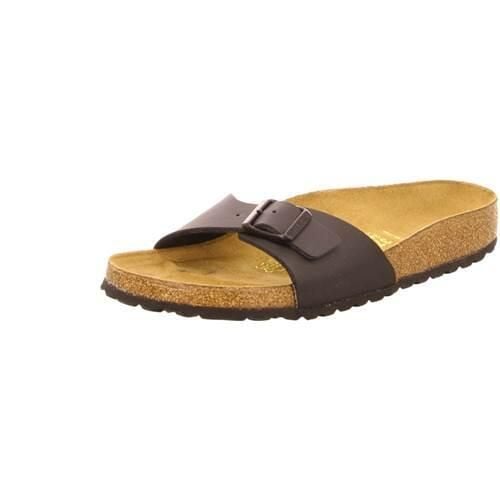 Klapki damskie Birkenstock 040793. Brązowe klapki damskie Birkenstock, bez wzorów, z materiału, sportowe, bez obcasa, bez zapięcia. Za 338.36 zł.