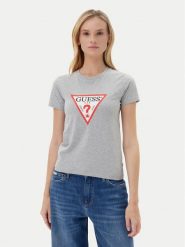 Guess Jeans T-Shirt W4YI04 J1314 Szary Slim Fit. Szare t-shirty damskie Guess Jeans, xl, z aplikacjami, z bawełny, bez kołnierzyka, bez ramiączek. Za 109.99 zł.