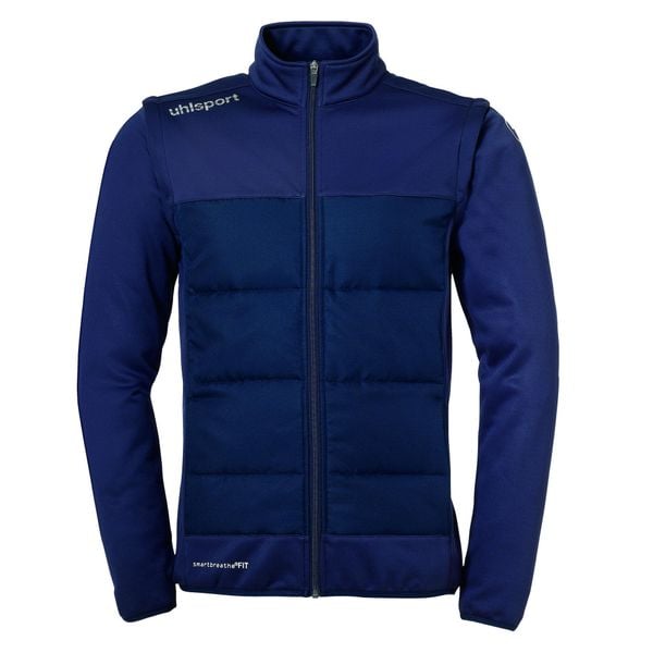 Kurtka z odpinanymi rękawami Uhlsport Essential. Czarne kurtki męskie Uhlsport, bez wzorów, z materiału, sportowe, bez kaptura. Za 286.50 zł.