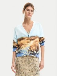 Desigual Kardigan Sun 26SWJF18 Niebieski jasny Regular Fit. Niebieskie kardigany damskie Desigual, s, bez wzorów, z bawełny, bez kołnierzyka. Za 489.99 zł.