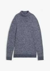 Sweter z golfem z czystej bawełny. Niebieskie swetry męskie bonprix, m, bez wzorów, z bawełny, bez kołnierzyka, bez ramiączek. Za 109.99 zł.