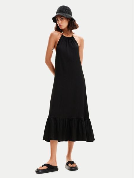 Desigual Sukienka letnia Leila 24SWVK64 Czarny Regular Fit. Czarne sukienki damskie Desigual, na lato, xl, bez wzorów, z syntetyku, bez kołnierzyka, bez ramiączek. Za 449.99 zł.