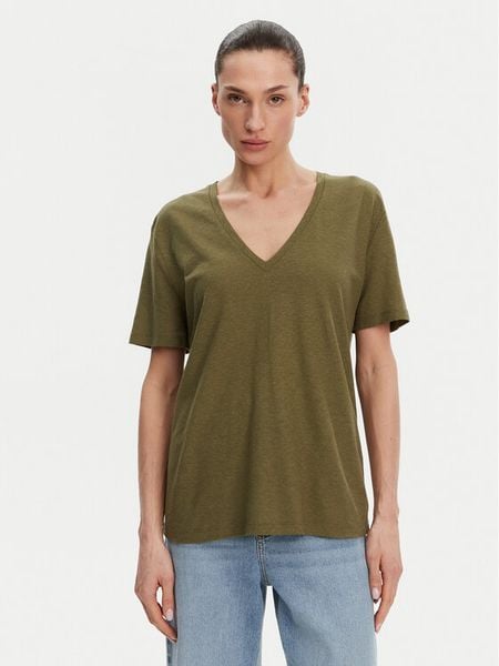 ACCESS FASHION T-Shirt 53-2148-611 Zielony Regular Fit. Zielone t-shirty damskie ACCESS FASHION, m, bez wzorów, ze lnu, bez kołnierzyka, bez ramiączek. Za 179.99 zł.