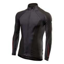 Rowerowa kurtka wiatrówka Wind Jersey AW. Czarne kurtki męskie SIXS, m, bez wzorów, z jersey, sportowe, bez kaptura. Za 530.50 zł.