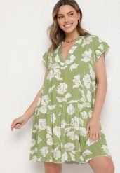 Jasnozielona Bawełniana Sukienka o Kroju Oversize w Kwiaty Liralea. Zielone sukienki damskie Born2be, na co dzień, l, bez wzorów, z bawełny, klasyczne, bez kołnierzyka, bez ramiączek, midi, oversize. Za 39.99 zł.