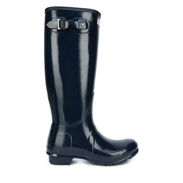 Kalosze Hunter. Niebieskie kalosze damskie Hunter, bez wzorów, bez zapięcia. Za 429.99 zł.