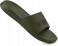 Klapki na basen męskie Puma Popcat 20 zielone. Zielone klapki męskie Puma, bez wzorów, z materiału, bez zapięcia. Za 89.00 zł.
