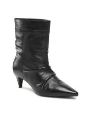 Gino Rossi Botki 98235 Czarny. Czarne botki damskie Gino Rossi, bez wzorów, ze skóry, bez obcasa, na słupku, bez zapięcia. Za 299.99 zł.