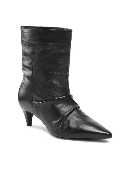 Gino Rossi Botki 98235 Czarny. Czarne botki damskie Gino Rossi, bez wzorów, ze skóry, bez obcasa, na słupku, bez zapięcia. Za 429.99 zł.