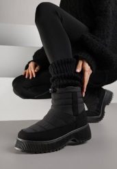 Czarne Pikowane Śniegowce ze Ściągaczem Monivella. Czarne śniegowce damskie Renee, z jeansu, bez zapięcia. Za 149.99 zł.