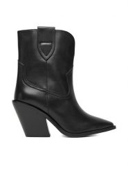 Badura Kowbojki EO-BRAYLE-121881 Czarny. Czarne botki damskie Badura, bez wzorów, ze skóry, bez obcasa, na słupku, bez zapięcia. Za 269.99 zł.