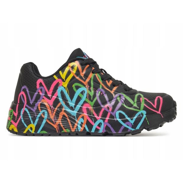 Buty damskie SKECHERS UNO LITE 314064L-BKMT czarne w serca sportowe 36,5. Czarne obuwie sportowe damskie Skechers, bez wzorów, bez zapięcia, trekkingowe, Skechers Sport. Za 279.00 zł.