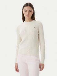 Tommy Hilfiger Sweter WW0WW44993 Écru Regular Fit. Białe swetry nierozpinane damskie Tommy Hilfiger, xl, bez wzorów, z bawełny, bez kołnierzyka, bez ramiączek. Za 399.99 zł.