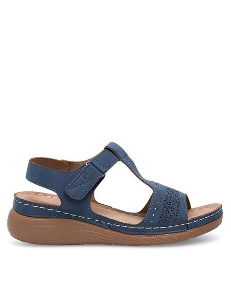Clara Barson Sandały WYL05010-15 Granatowy. Niebieskie sandały damskie Clara Barson, bez wzorów, z syntetyku, bez obcasa, na koturnie, bez zapięcia. Za 59.99 zł.