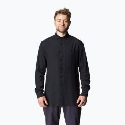 Koszula męska Houdini Longsleeve Shirt. Czarne koszule męskie Houdini, m, bez wzorów, casualowe, bez kołnierzyka, bez ramiączek. Za 279.99 zł.