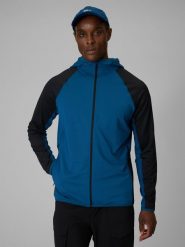 4F Bluza trekkingowa regular z kapturem męska - turkusowa M. Niebieskie bluzy męskie 4F, m, bez wzorów, bez ramiączek, z kapturem. Za 249.99 zł.