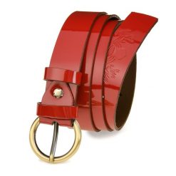 Beltimore skórzany damski pasek do spodni 3 cm czerwony A67 : Kolory - czerwony, Rozmiar pasków - r.100-115 cm. Czerwone paski damskie bez wzorów. Za 47.90 zł.