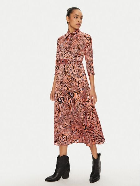 PINKO Sukienka koszulowa 102834 A1KD Pomarańczowy Regular Fit. Brązowe sukienki damskie Pinko, bez wzorów, z syntetyku, bez kołnierzyka, bez ramiączek, koszulowe. Za 1,169.00 zł.