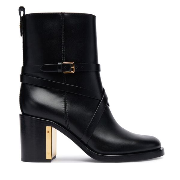 Botki Elisabetta Franchi. Czarne botki damskie Elisabetta Franchi, bez wzorów, bez obcasa, na słupku, bez zapięcia. Za 4,079.00 zł.