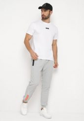Jasnoszare Spodnie Dresowe z Zasuwanymi Kieszeniami i Nadrukiem Alarnori. Szare spodnie sportowe męskie Born2be, m, bez wzorów, z dresówki. Za 54.99 zł.