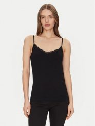 Triumph Top Feel Of Cotton 10224994 Czarny Slim Fit. Czarne topy damskie Triumph, bez wzorów, z bawełny, bez kołnierzyka, bez ramiączek. Za 59.99 zł.