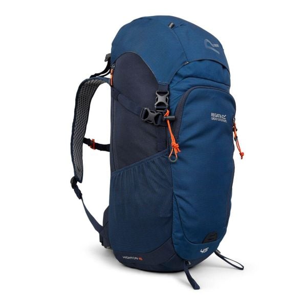 Plecak turystyczny 45L Highton V2. Niebieskie plecaki męskie Regatta, bez wzorów, z materiału. Za 599.99 zł.
