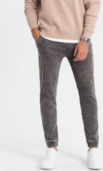Ombre Spodnie męskie marmurkowe jeansowe JOGGERY - szare V3 OM-PADJ-0133 XL. Szare spodnie sportowe męskie Ombre, m, bez wzorów, z jeansu. Za 89.99 zł.