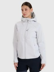 SOFTSHELL DAMSKI 4F KURTKA WIATROODPORNA MEMBRANA 10000 SZARA. Szare kurtki sportowe damskie 4F, l, bez wzorów, z softshellu, bez ramiączek, bez kaptura, do biegania. Za 399.99 zł.